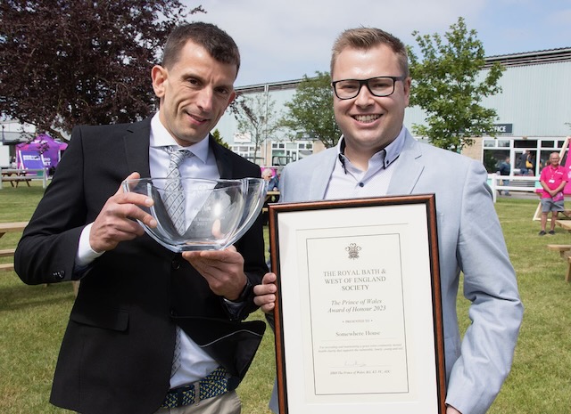 Michael receiving The Prince of Wales Award for Somewhere House Somerset